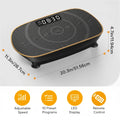 Person using the AuraVibe Pro vibration plate with the remote cord visible
