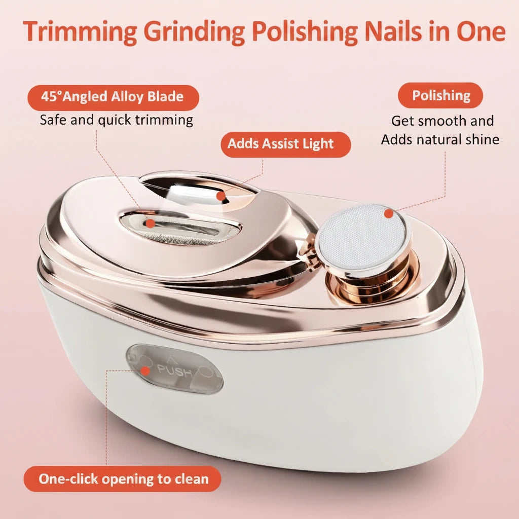 SilkFile Pro electric nail clipper with built-in LED light for precision nail care
