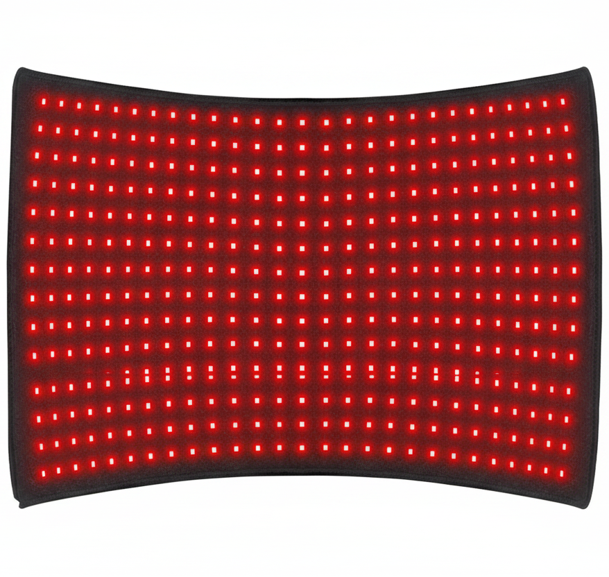 LumiMat Pro 406 wearable mode strapped around waist for active treatment
