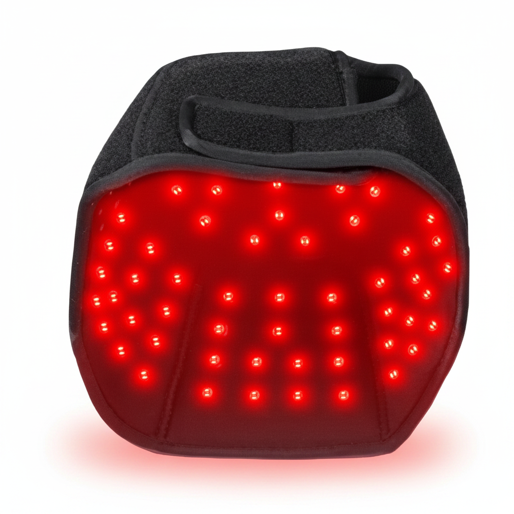 ScalpRevive Lite red light hair cap interior showing 660nm and 850nm LED beams glowing red