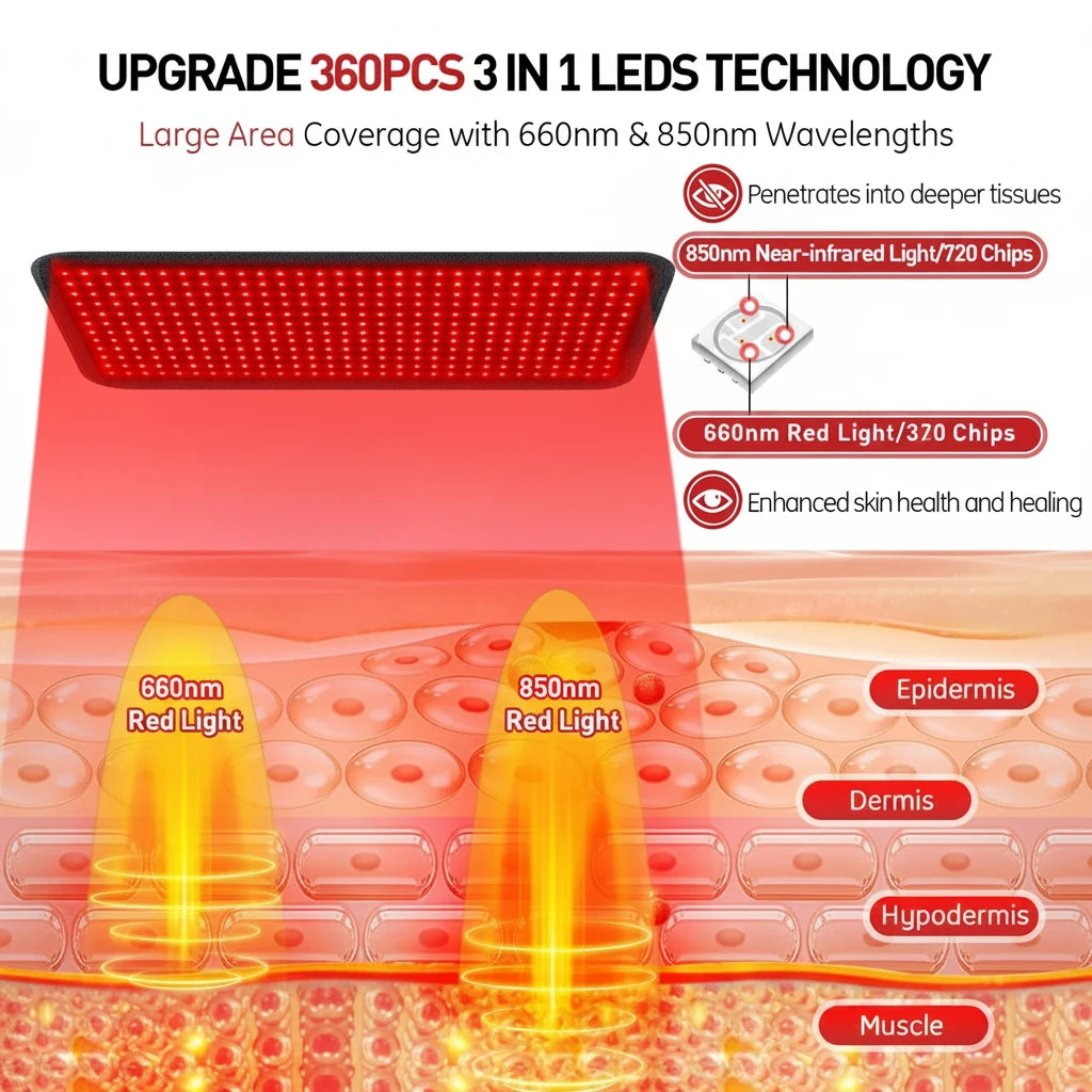 Updated Red Light Therapy Heating Pad Waist Back Shoulder Muscle Pain Relief Relax Infrared Light For Body Device Cushion 850nm