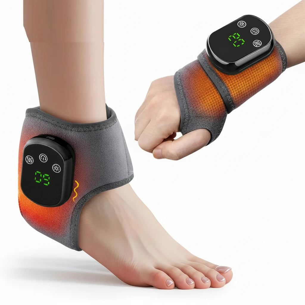 Person wearing VitaWarm Pro adjustable comfort wrap around ankle for joint warmth
