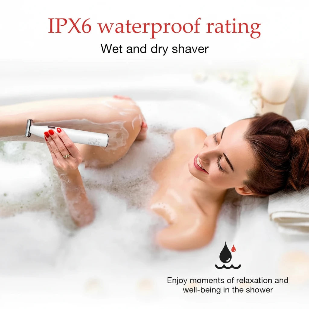 SilkGlide Pro IPX6 waterproof electric body trimmer for use in shower and wet skin
